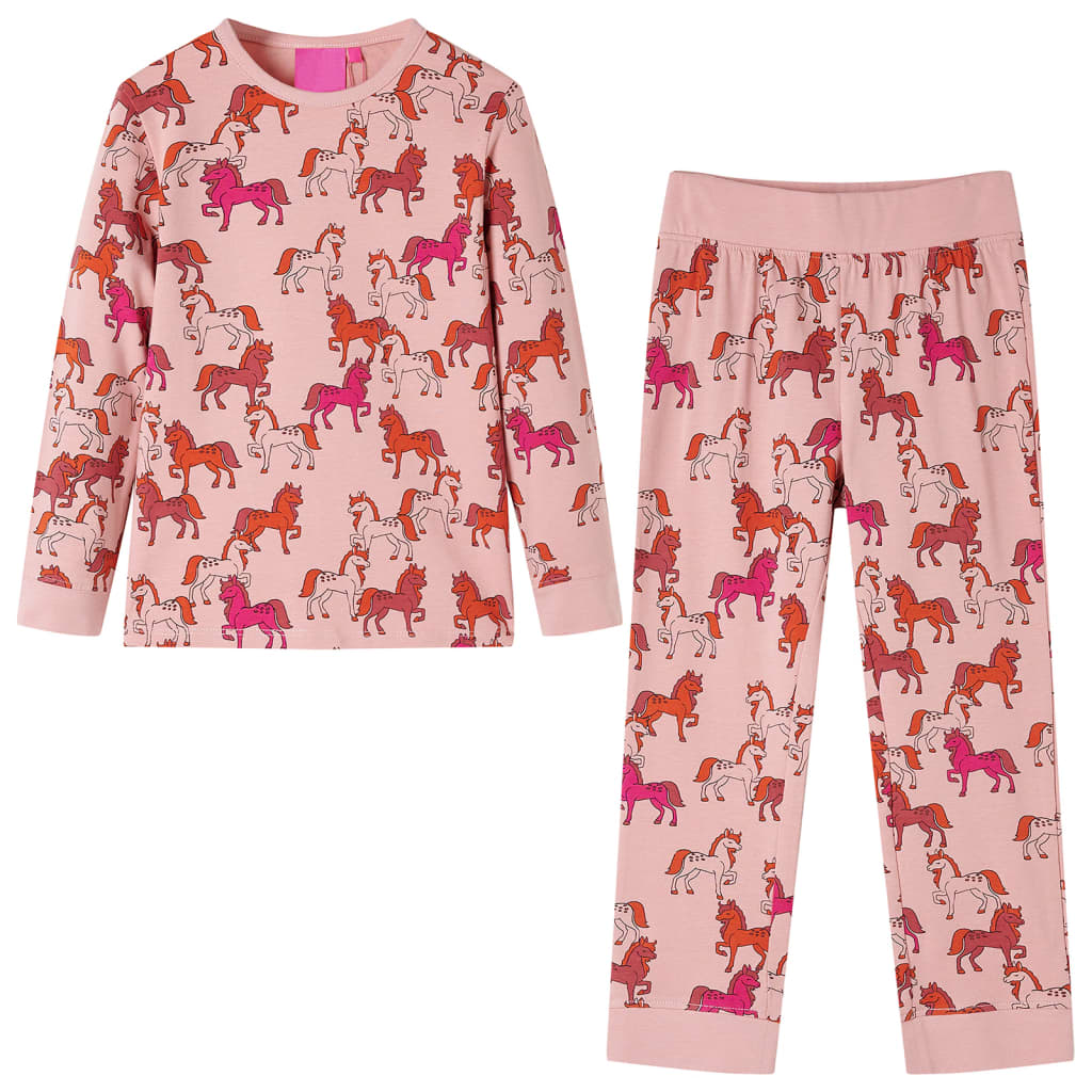 Detské pyžamo s dlhými rukávmi svetloružové 104