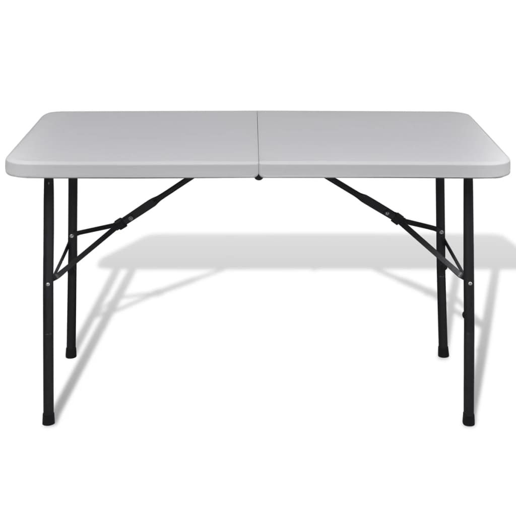 vidaXL Skladací záhradný stôl 122 cm, HDPE, biely