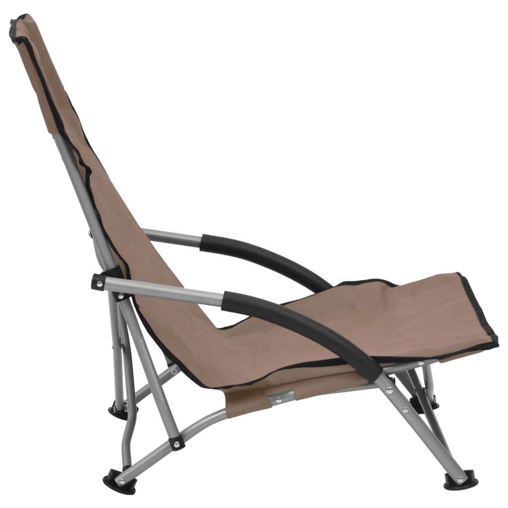 vidaXL Skladacie plážové stoličky 2 ks sivohnedé látka