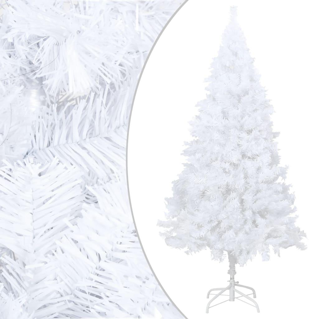 vidaXL Umelý vianočný stromček s LED a hustými vetvičkami biely 210 cm