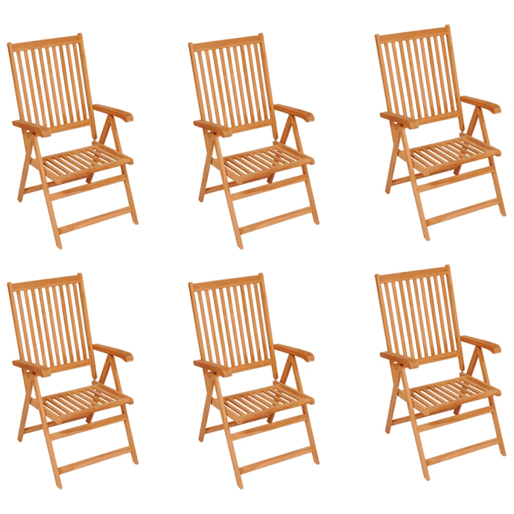 vidaXL Záhradné stoličky 6 ks s červenými podložkami tíkový masív