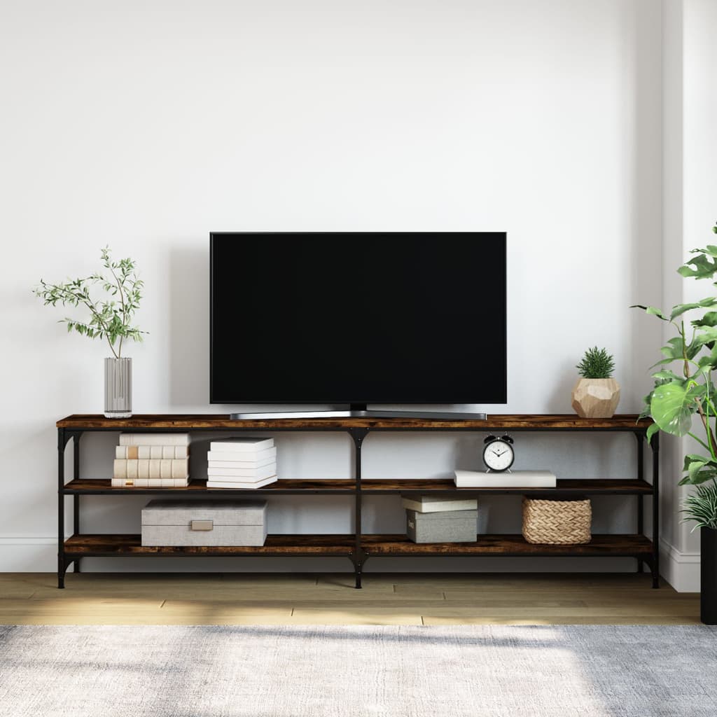 vidaXL TV skrinka dymový dub 180x30x50 cm kompozitné drevo a kov