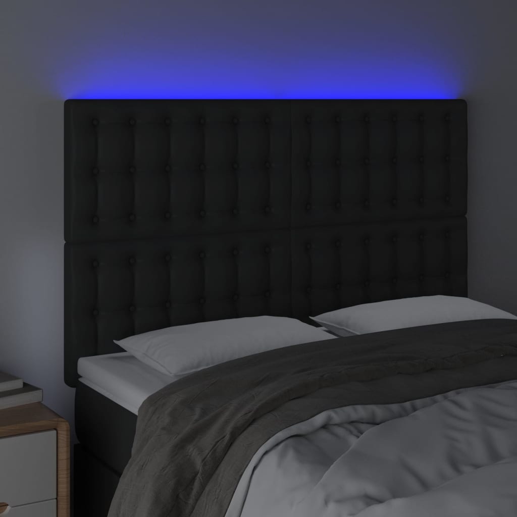 vidaXL Čelo postele s LED čierne 144x5x118/128 cm umelá koža