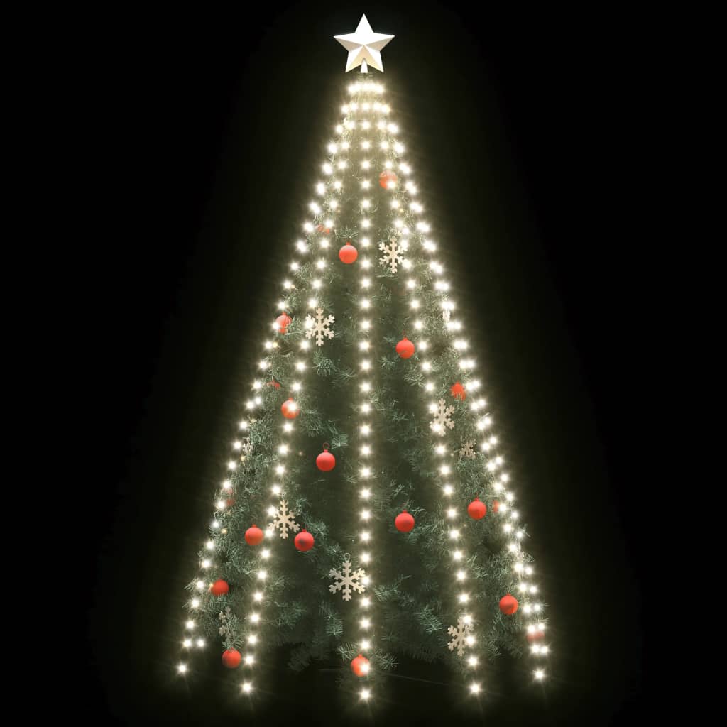vidaXL Svetelná sieť na vianočný stromček 300 LED, studená biela 300cm