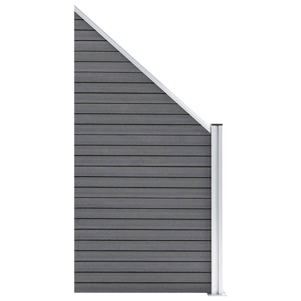 vidaXL WPC plot, 4 štvorcové + 1 zošikmený diel 792x186 cm, sivý