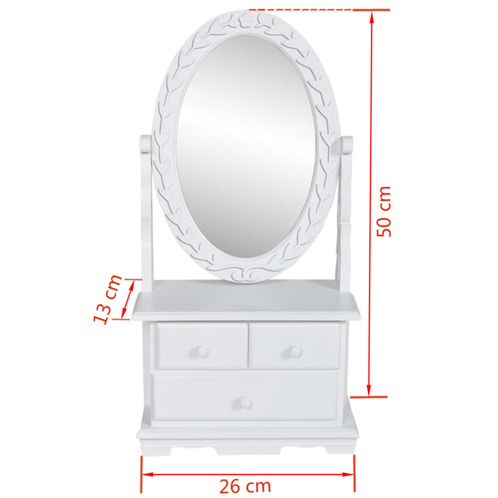 vidaXL Toaletný stolík s oválnym polohovateľným zrkadlom, MDF