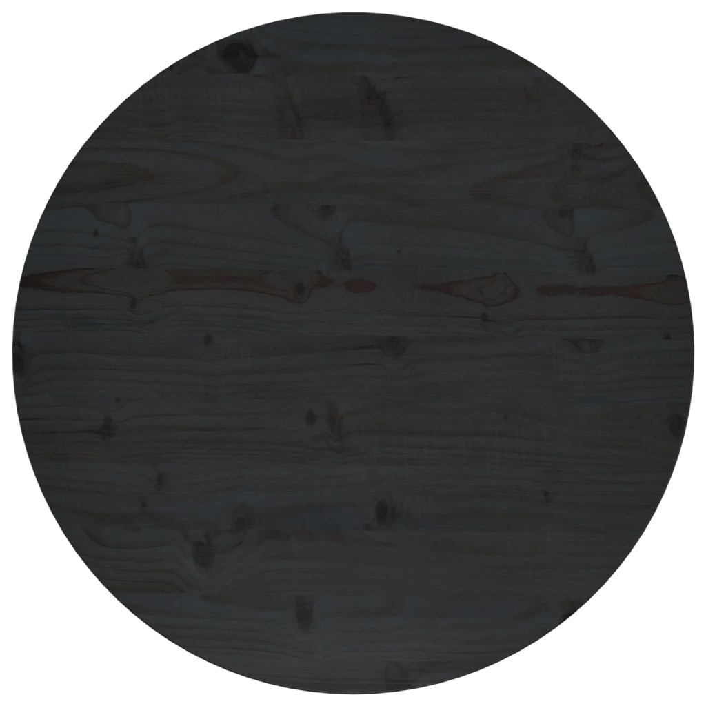 vidaXL Stolová doska čierna Ø70x2,5 cm masívna borovica