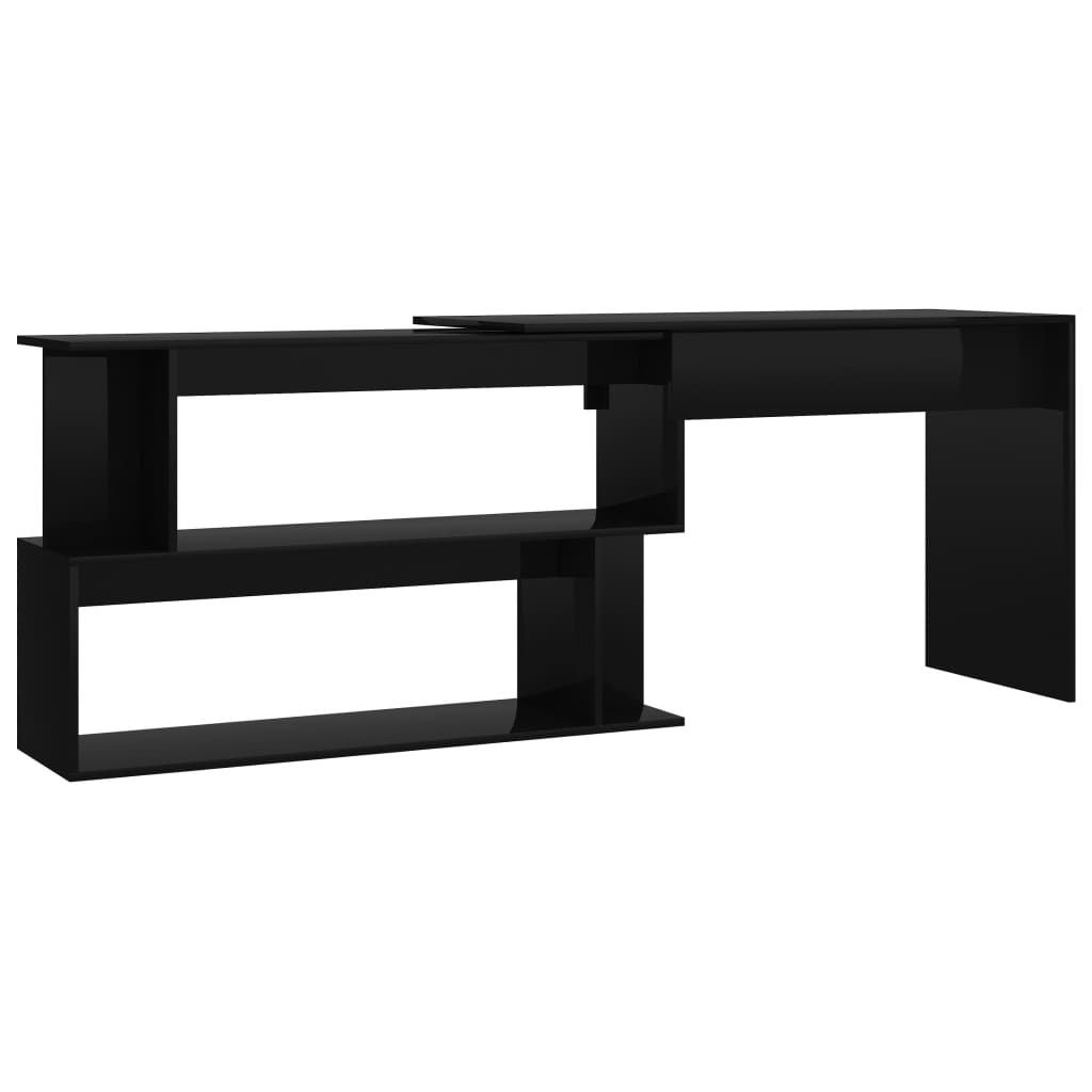vidaXL Rohový stôl, lesklý čierny 200x50x76 cm, kompozitné drevo