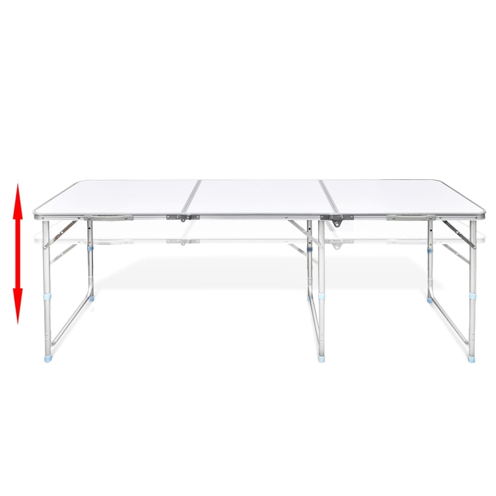 Skladací kempingový set, stôl+6 stoličiek, nastaviteľná výška 180x60cm