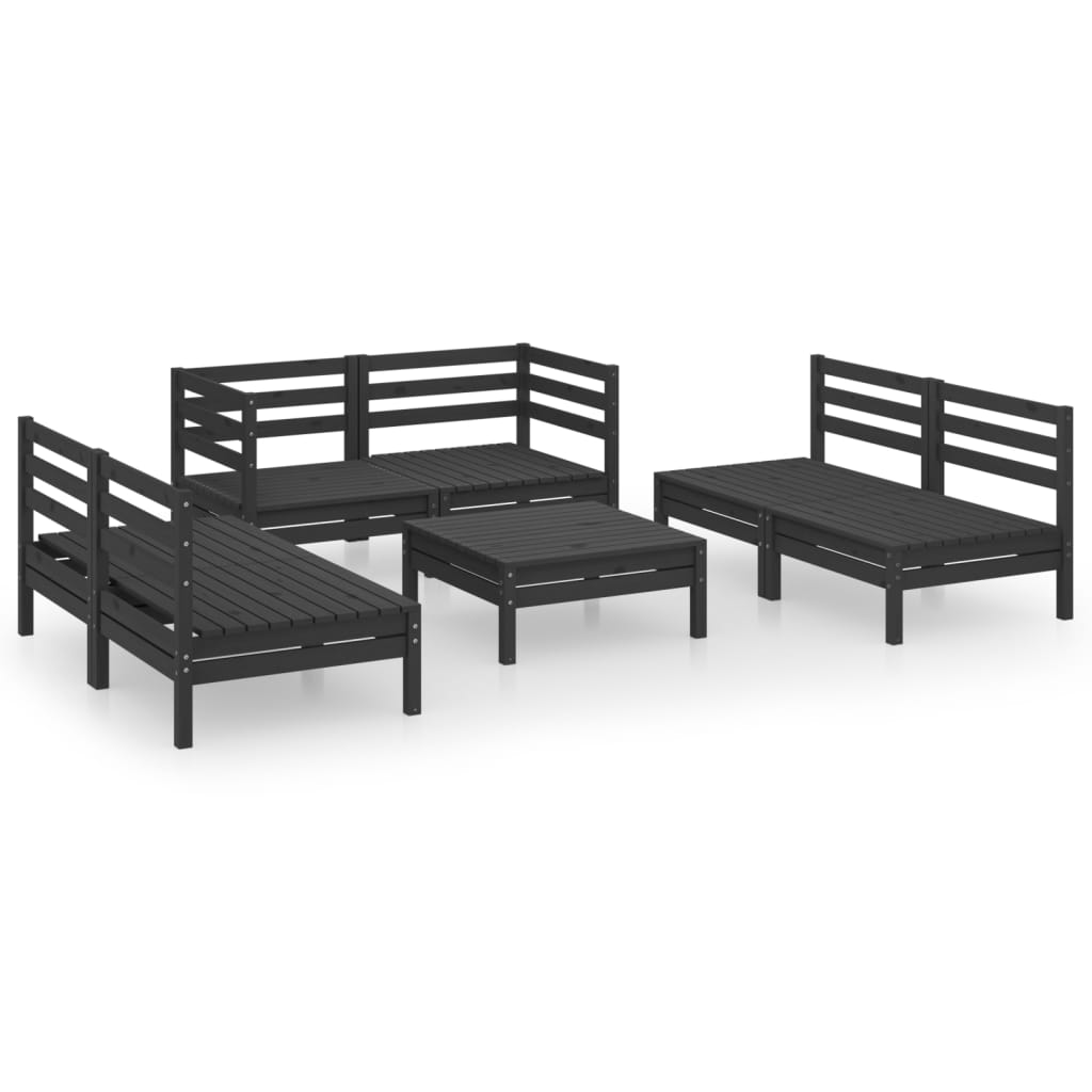 vidaXL 7-dielna záhradná sedacia súprava čierna borovicový masív