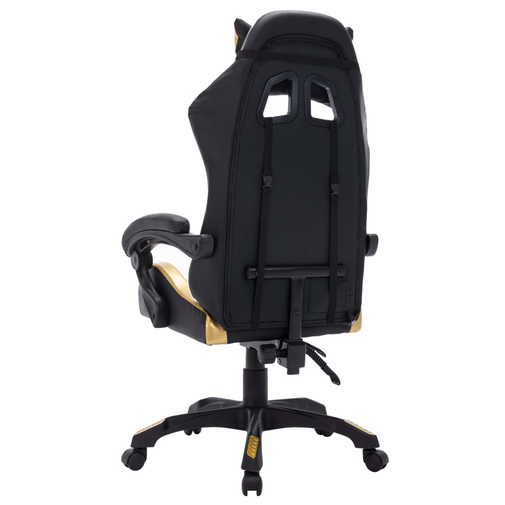vidaXL Herná stolička s RGB LED svetlami zlato-čierna umelá koža