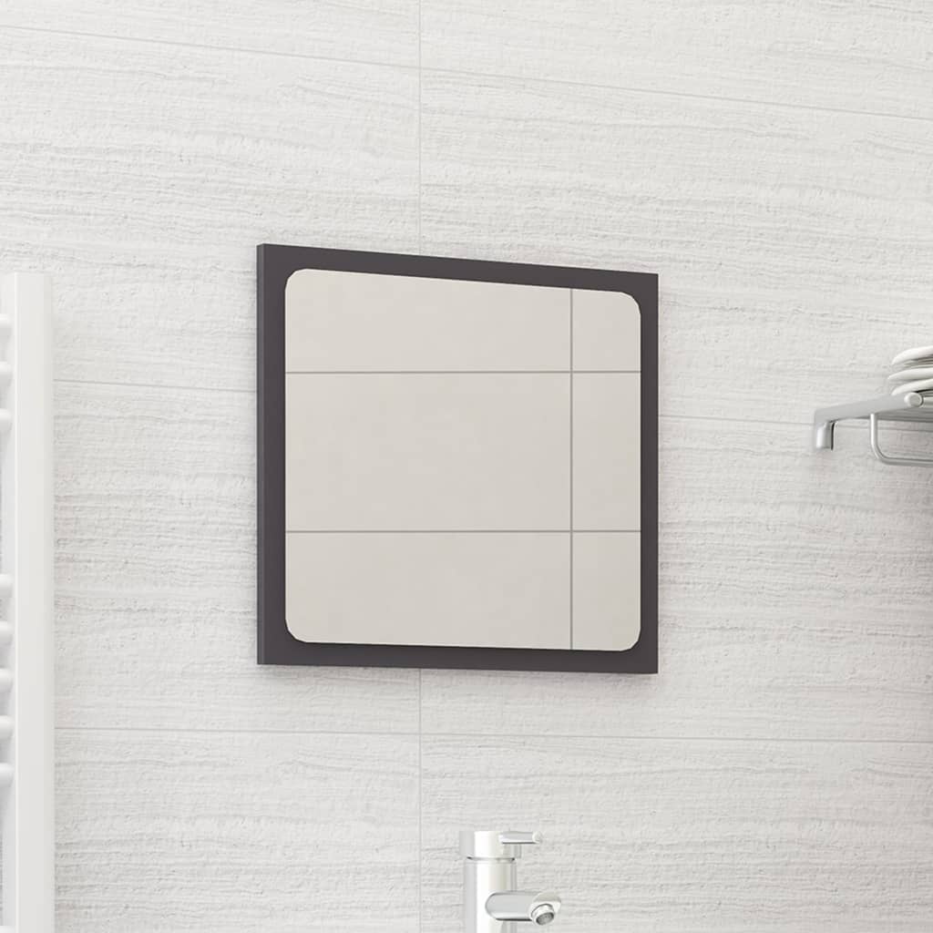 vidaXL Kúpeľňové zrkadlo, lesklé sivé 40x1,5x37 cm, kompozitné drevo