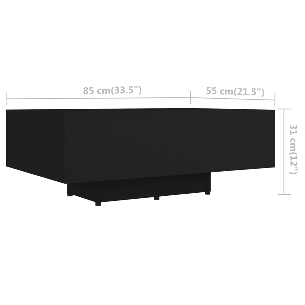 vidaXL Konferenčný stolík, čierny 85x55x31 cm, drevotrieska