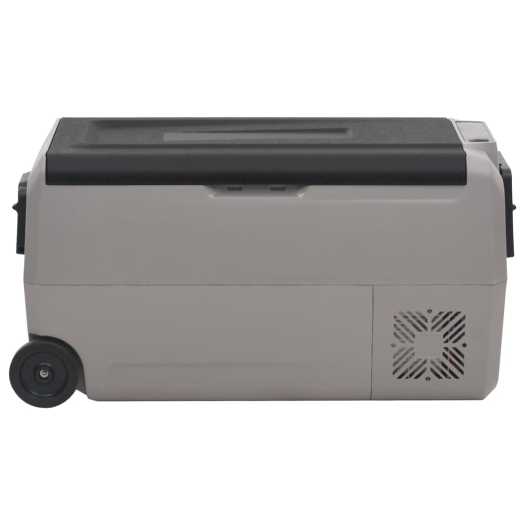 vidaXL Chladiaci box s kolieskom a adaptérom čierno-sivý 36 l PP a PE