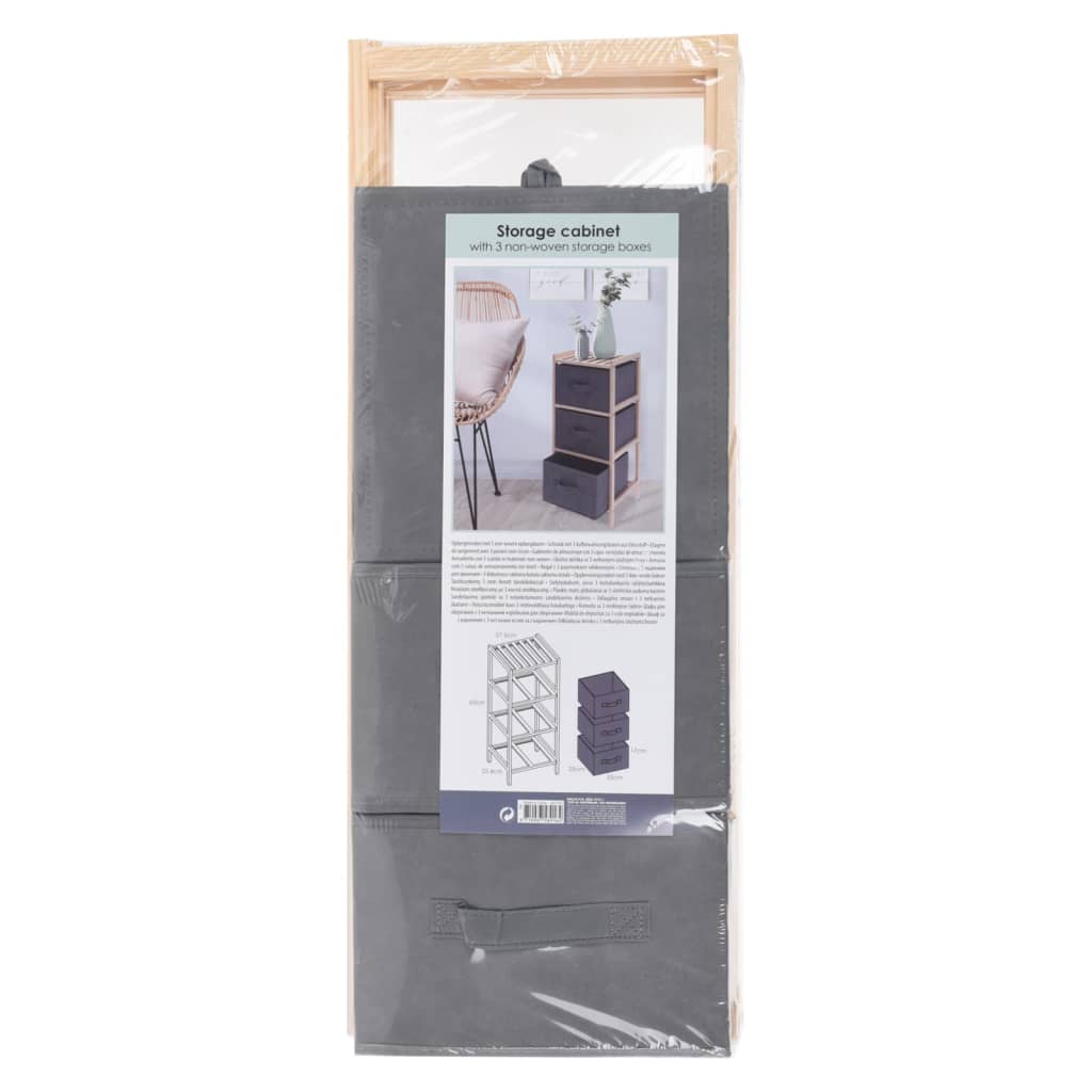 H&S Collection Úložná skrinka s 3 úložnými boxmi tmavosivá