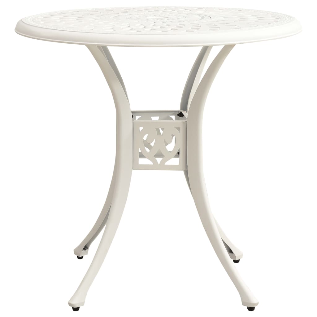 vidaXL Záhradný stôl biely 78x78x72 cm liaty hliník