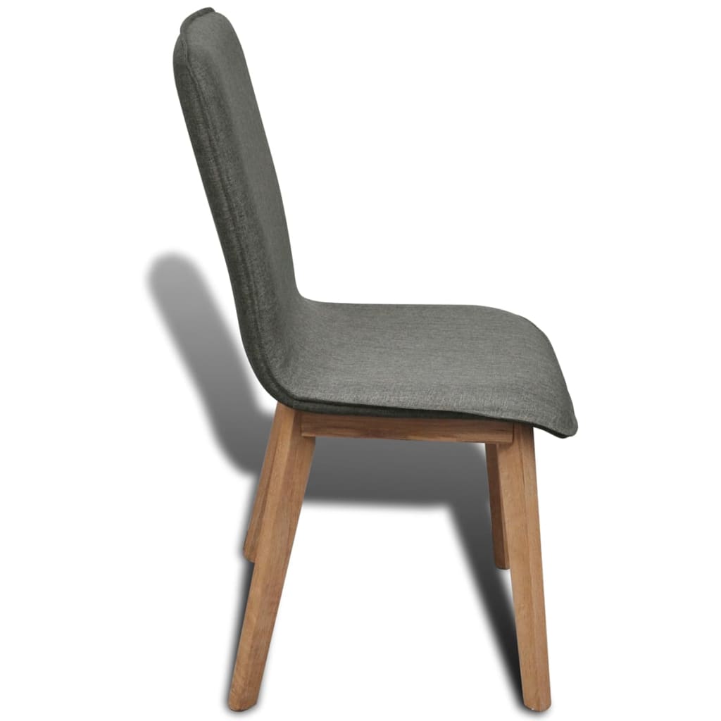 vidaXL Jedálenské stoličky 4 ks, svetlosivé, látka a dubový masív