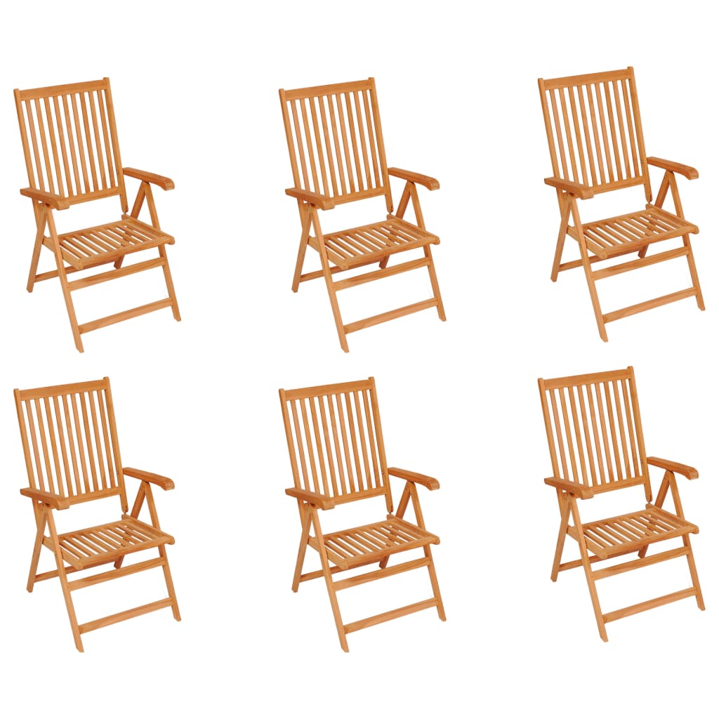 vidaXL Záhradné stoličky 6 ks so sivými podložkami tíkový masív