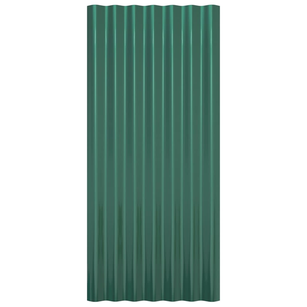 vidaXL Strešné panely 36 ks práškovaná oceľ zelená 80x36 cm