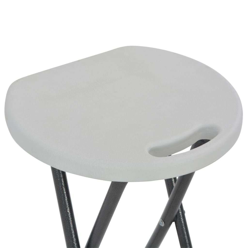 vidaXL Skladacie barové stoličky 2 ks, HDPE a oceľ, biele