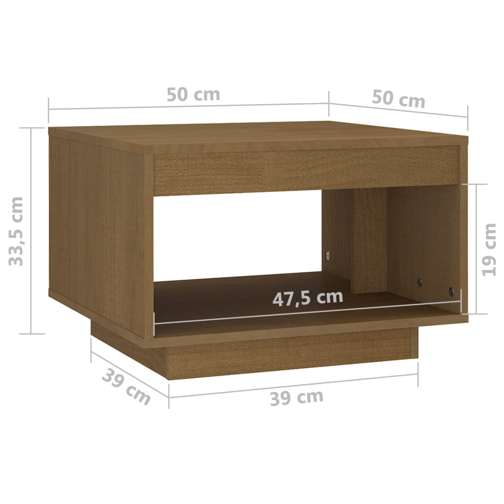 vidaXL Konferenčný stolík medovo-hnedý 50x50x33,5 cm borovicový masív