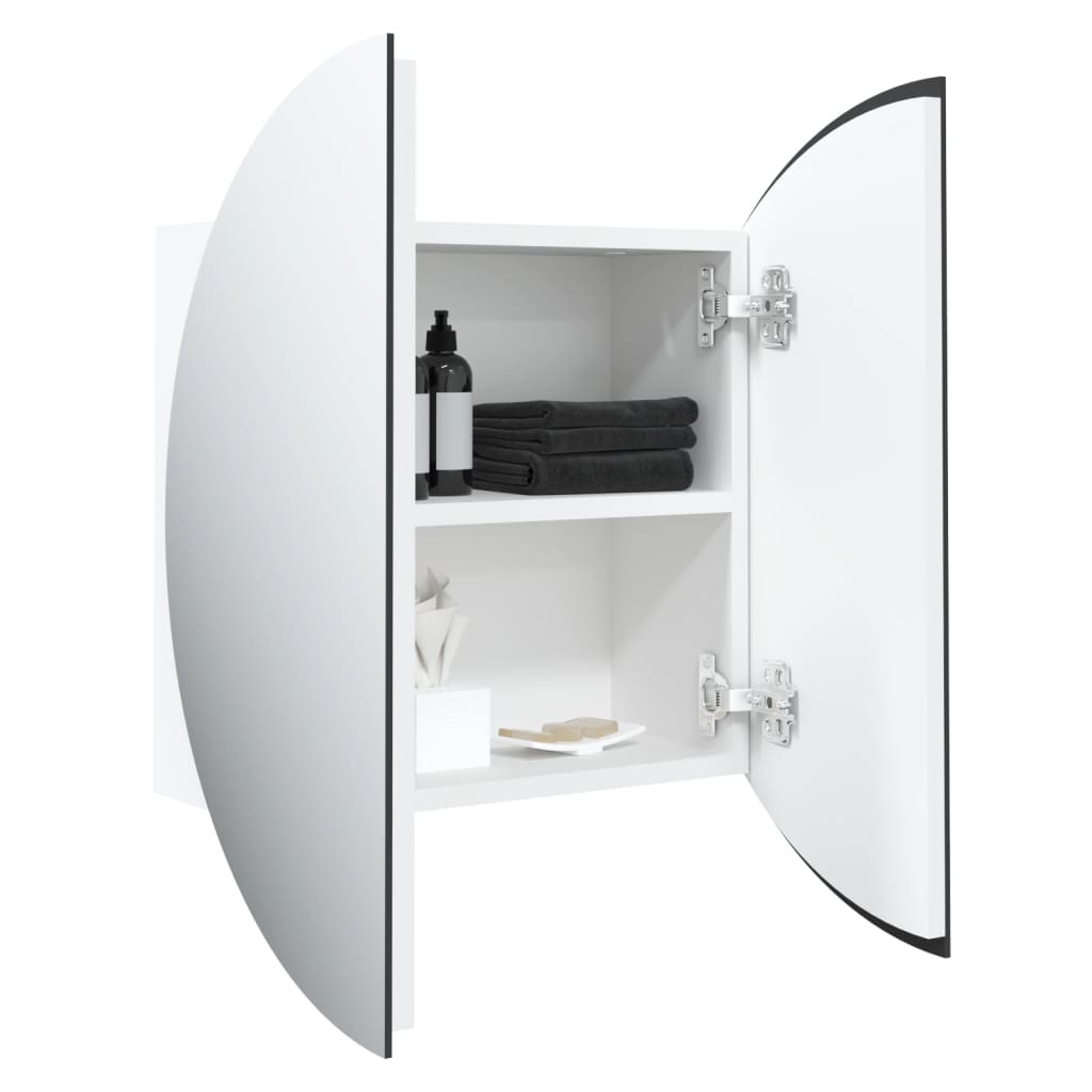 vidaXL Kúpeľňová skrinka s okrúhlym zrkadlom a LED biela 40x40x17,5 cm
