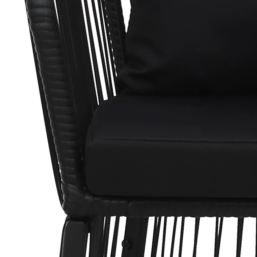 vidaXL Záhradné stoličky s podložkami a vankúšmi 2 ks PVC ratan čierne