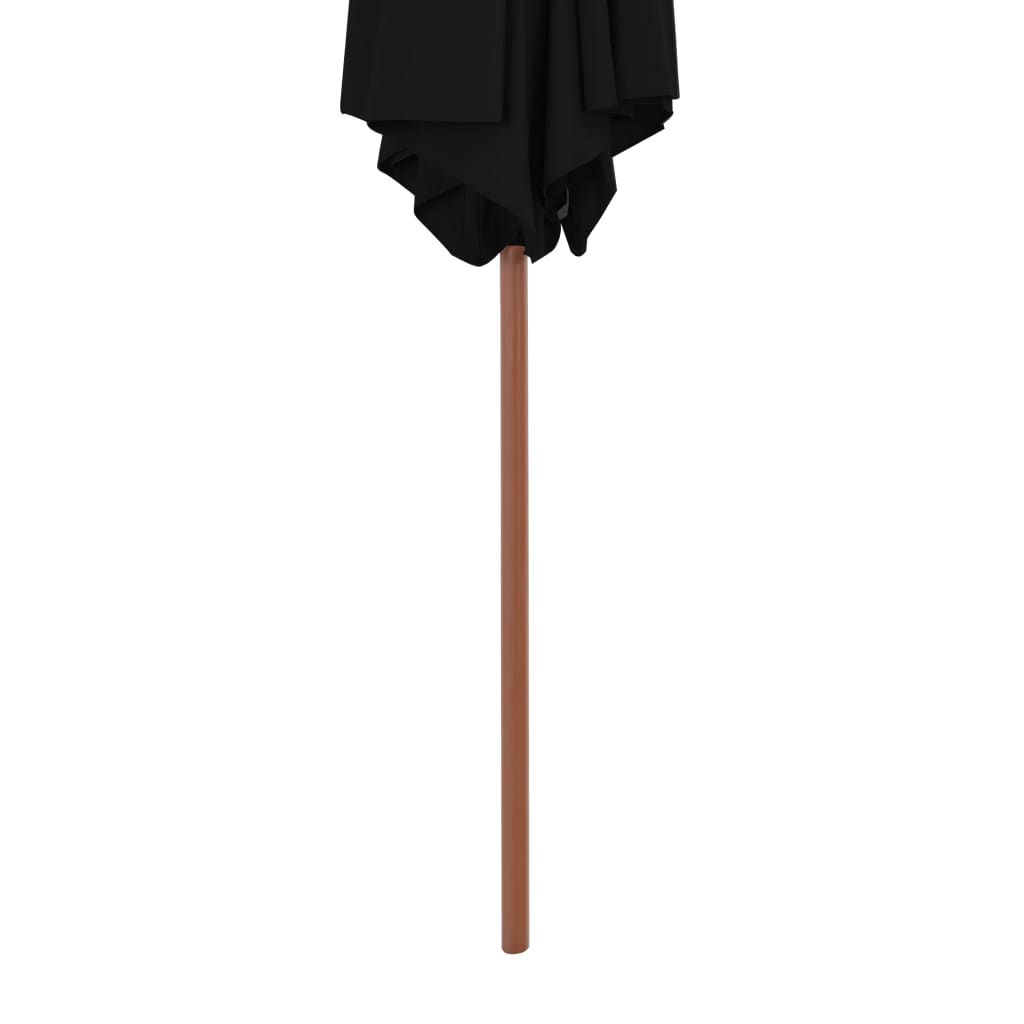 vidaXL Vonkajší slnečník s drevenou tyčou čierny 270 cm
