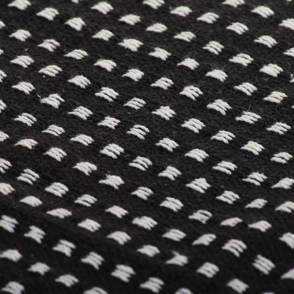 vidaXL Deka, bavlnená, štvorčeky 220x250 cm, čierna