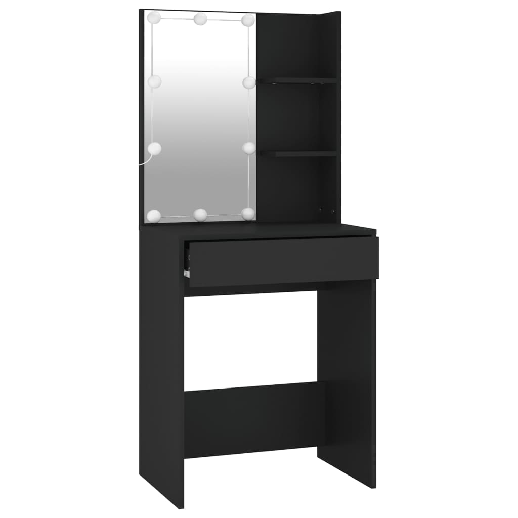 vidaXL Toaletný stolík s LED čierny 60x40x140 cm