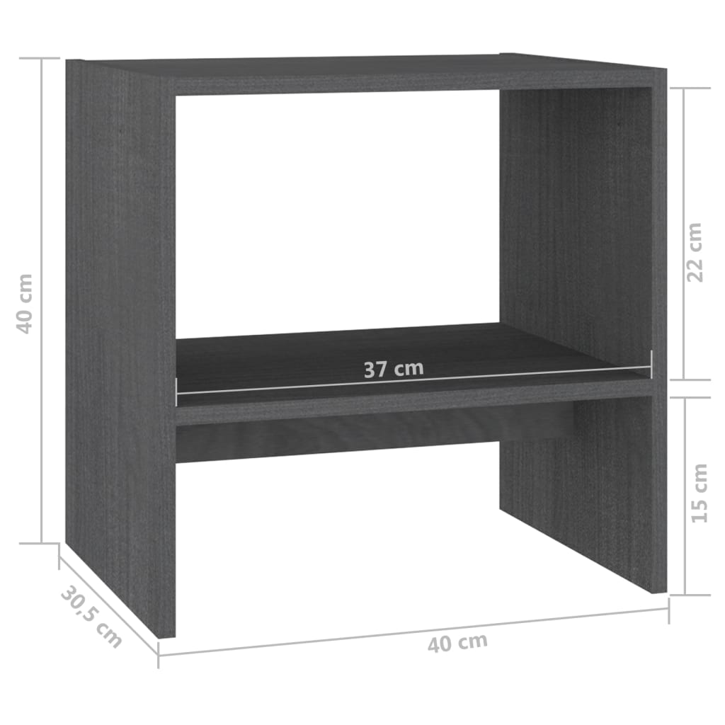vidaXL Nočné stolíky 2 ks sivé 40x30,5x40 cm borovicový masív