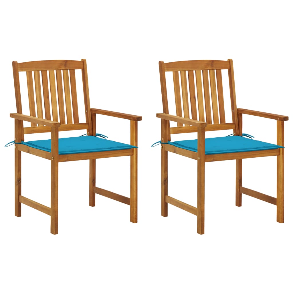 vidaXL Záhradné stoličky s podložkami 2 ks, akáciový masív