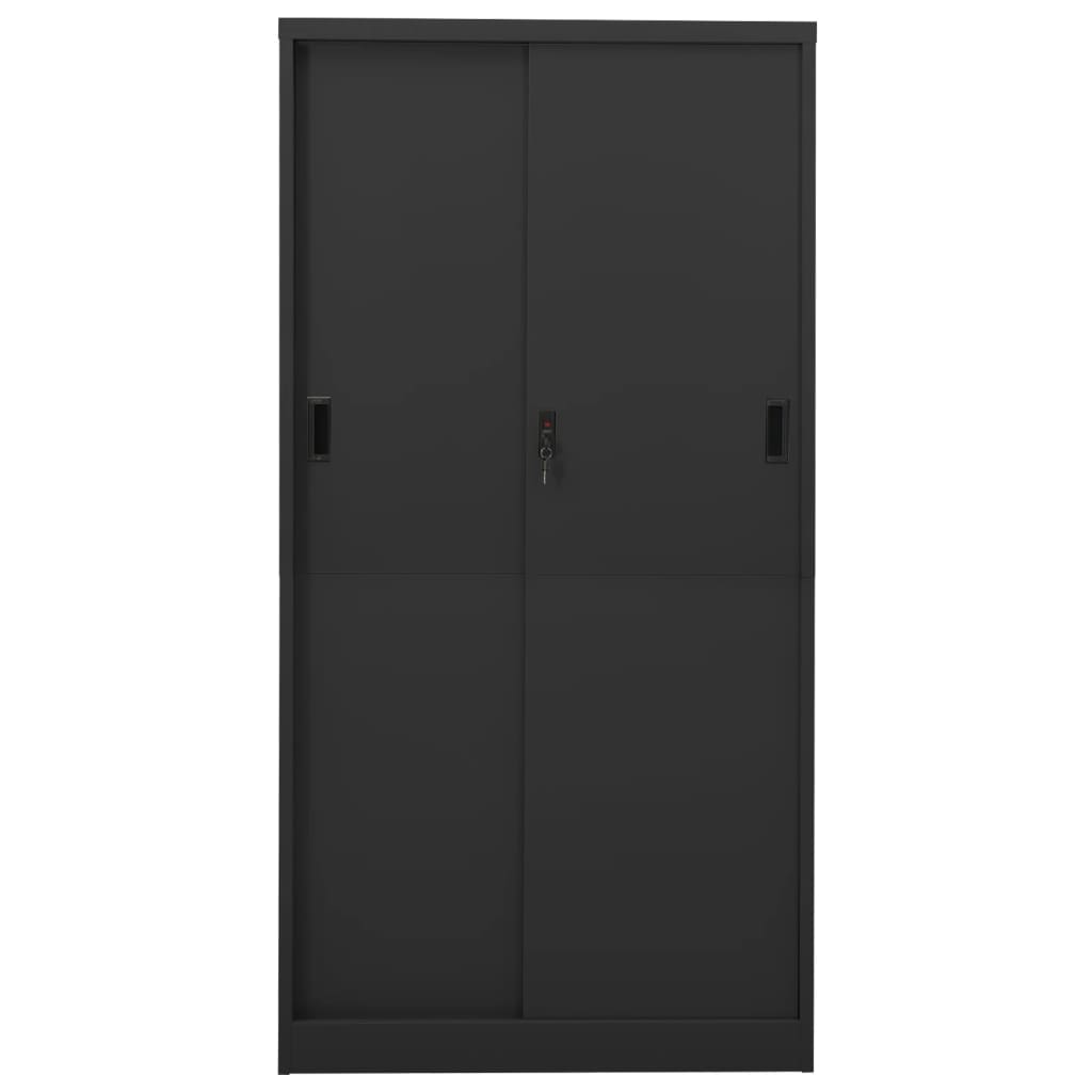 vidaXL Kancelárska skriňa s posuvnými dverami antracitová 90x40x180 cm oceľ