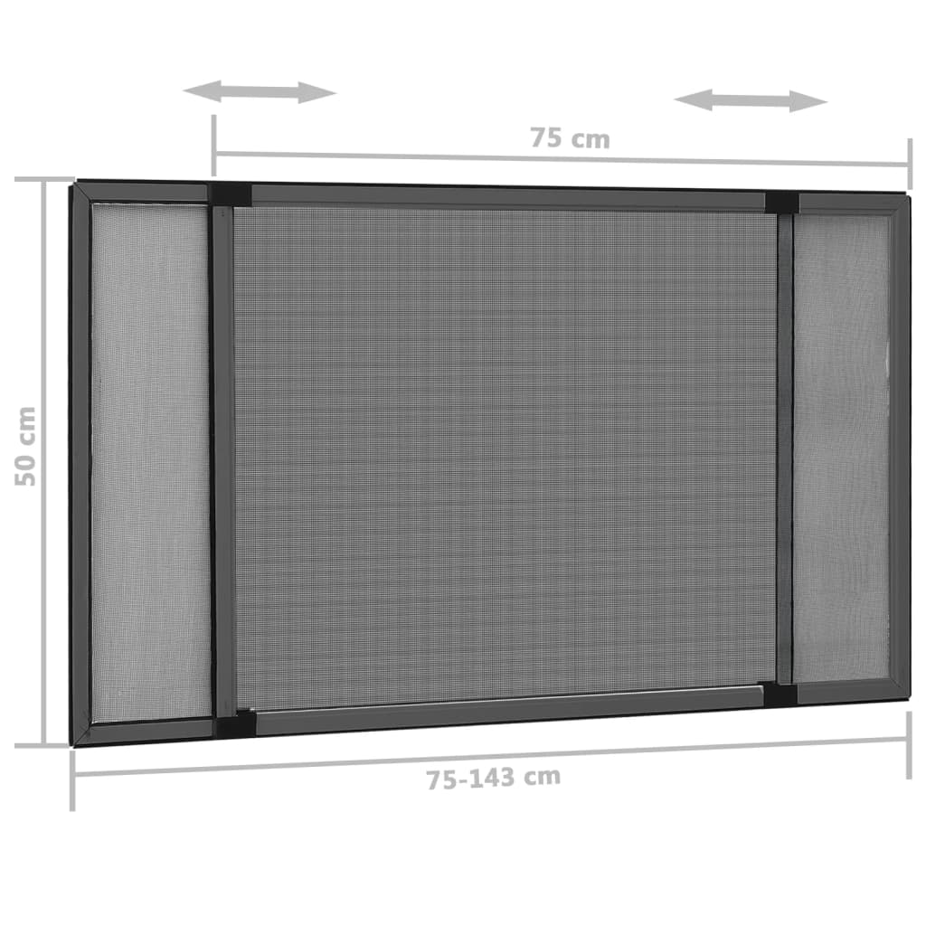 vidaXL Výsuvná okenná sieťka proti hmyzu antracitová (75-143)x50 cm