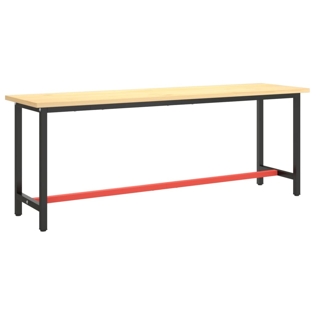 vidaXL Rám pracovného stola matný čierny a červený 210x50x79 cm kovový