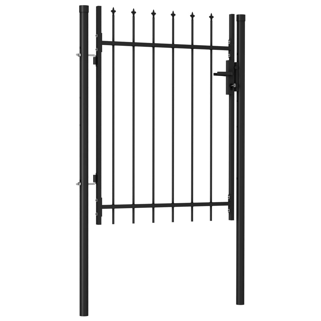 vidaXL Jednokrídlová plotová brána s hrotmi, oceľ 1x1,2 m, čierna