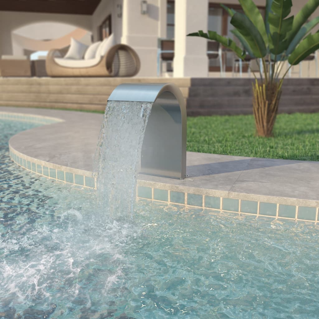 vidaXL Bazénová fontána, nehrdzavejúca oceľ 45x30x65 cm, strieborná