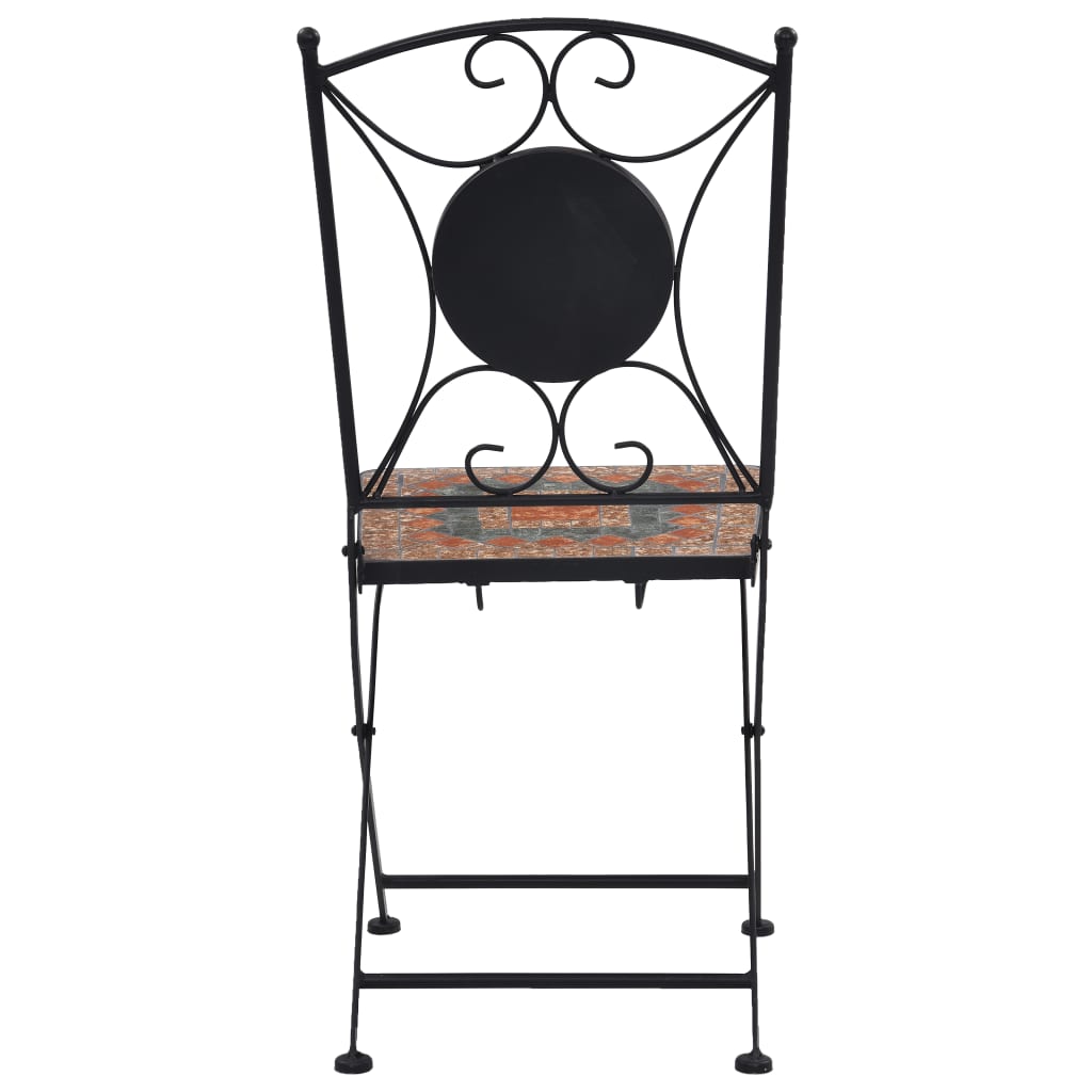 vidaXL Mozaikové bistro stoličky 2 ks, oranžové/sivé