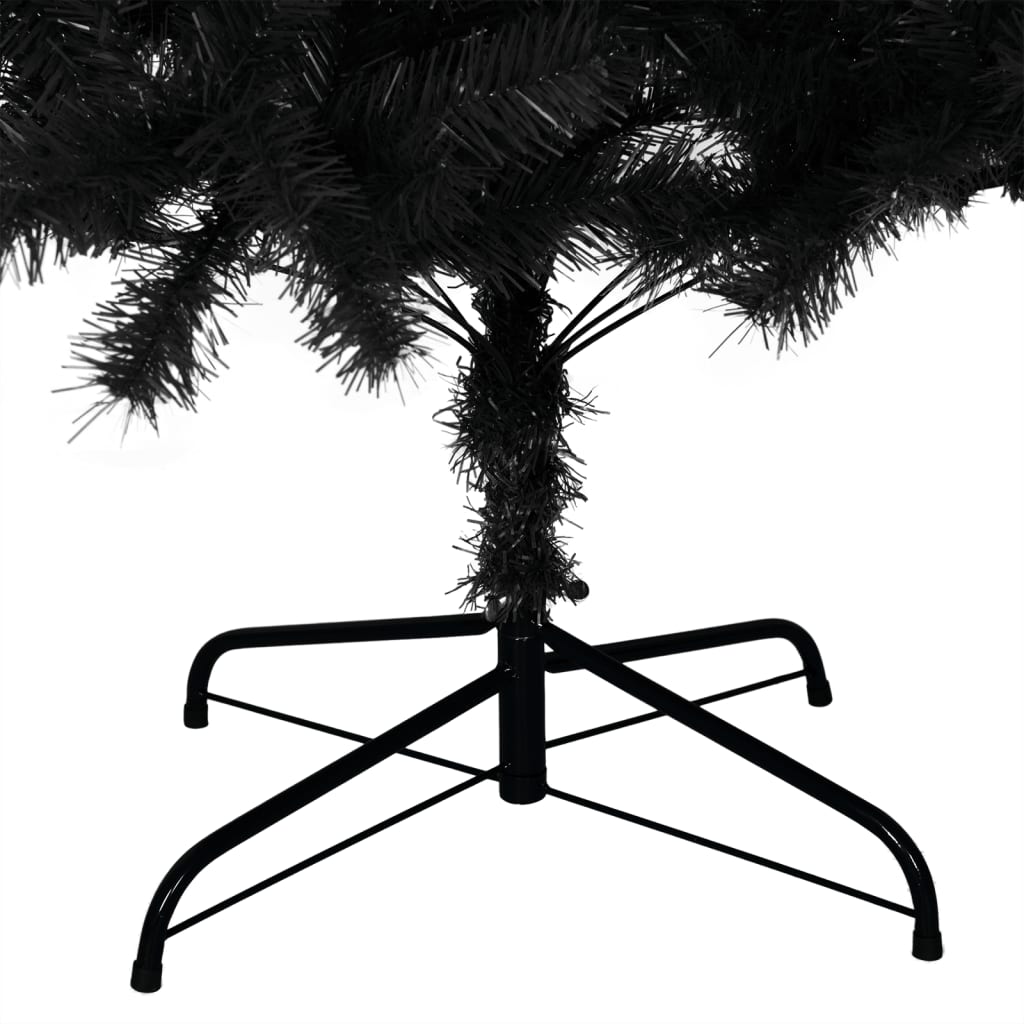 vidaXL Umelý vianočný stromček so stojanom, čierny 180 cm, PVC