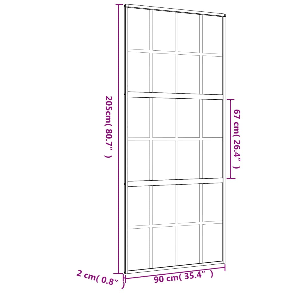 vidaXL Posuvné dvere zlaté 90x205 cm matné ESG sklo a hliník