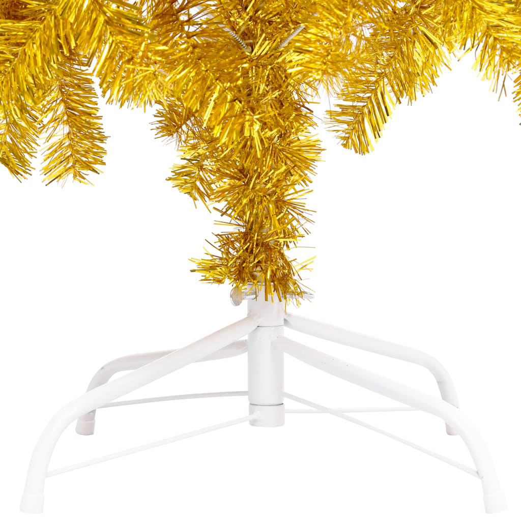 vidaXL Osvetlený umelý vianočný stromček+stojan, zlatý 180 cm, PET