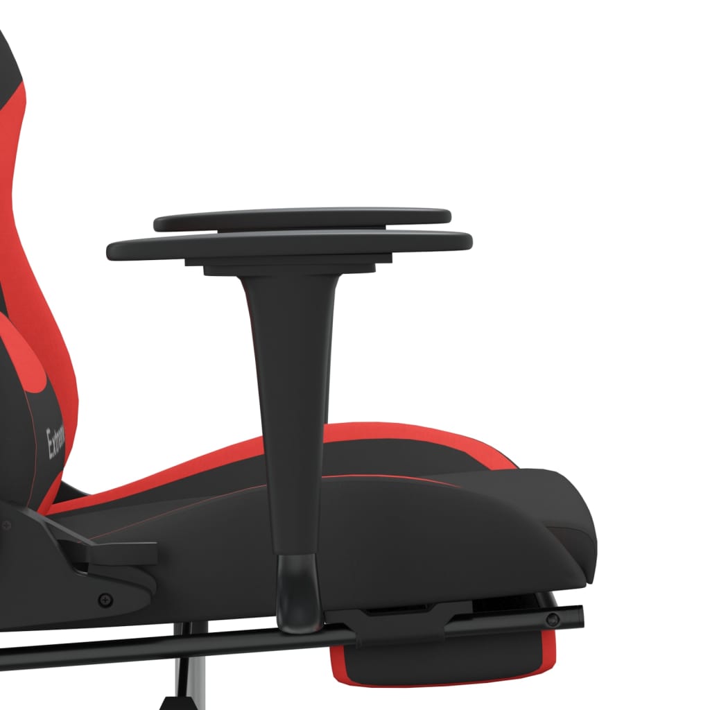 vidaXL Herná masážna stolička s podnožkou čierna a červená látková