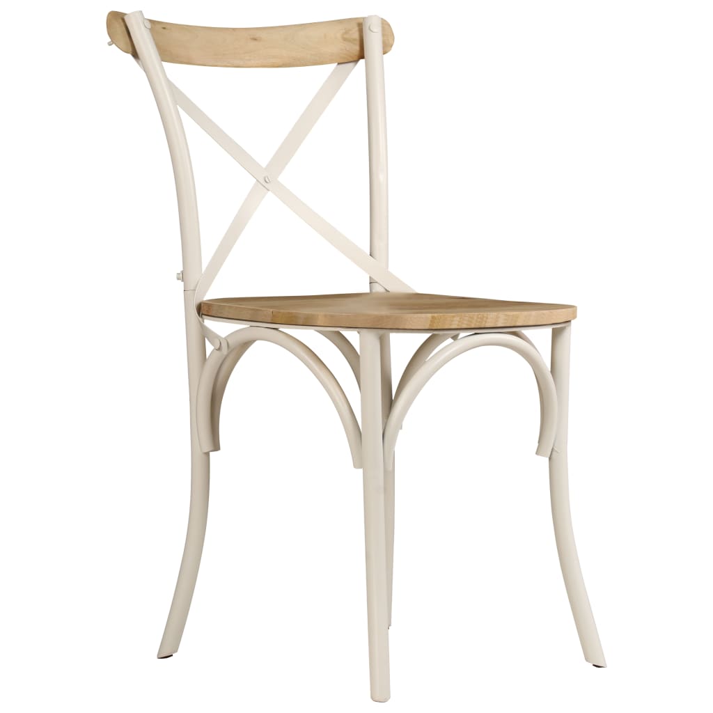 vidaXL Jedálenské stoličky s krížovým operadlom 4 ks biele mangovníkové drevo