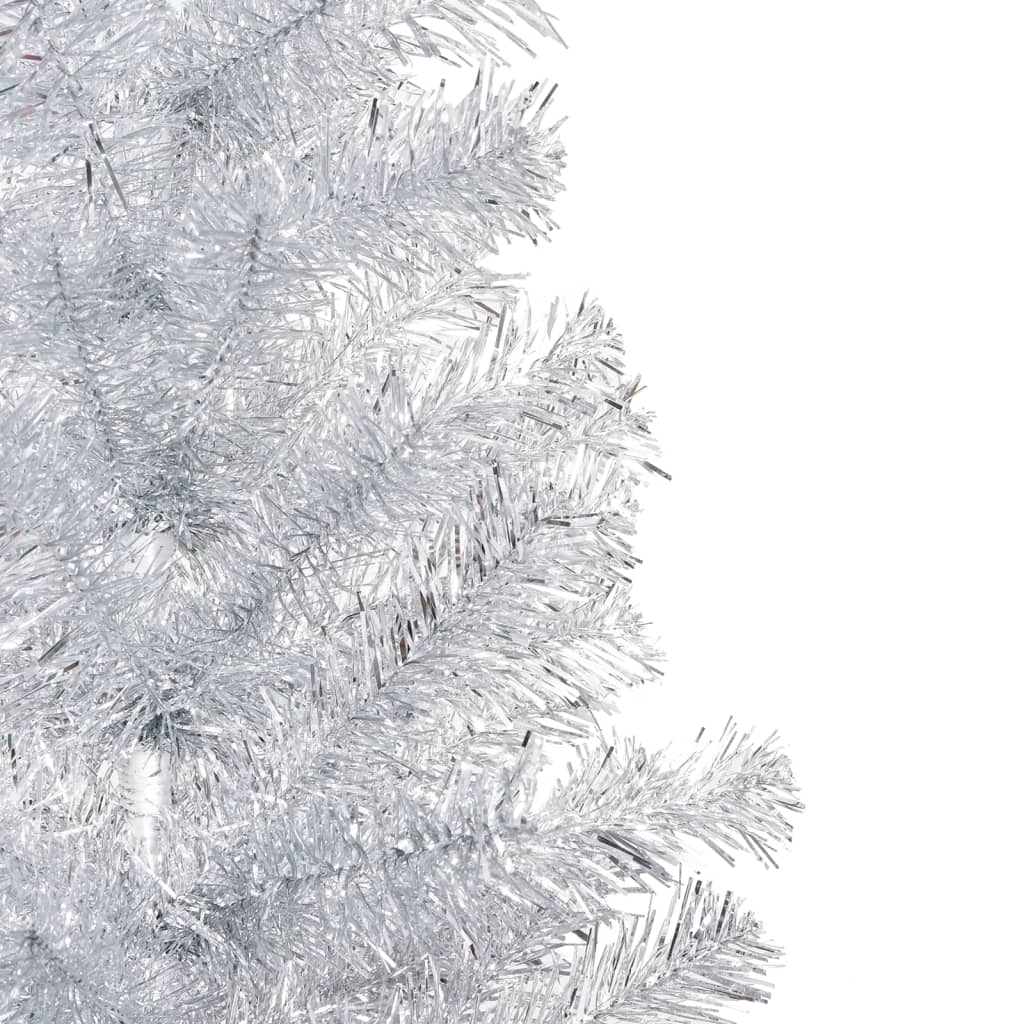 vidaXL Osvetlený umelý vianočný stromček+stojan, strieborný 150 cm PET