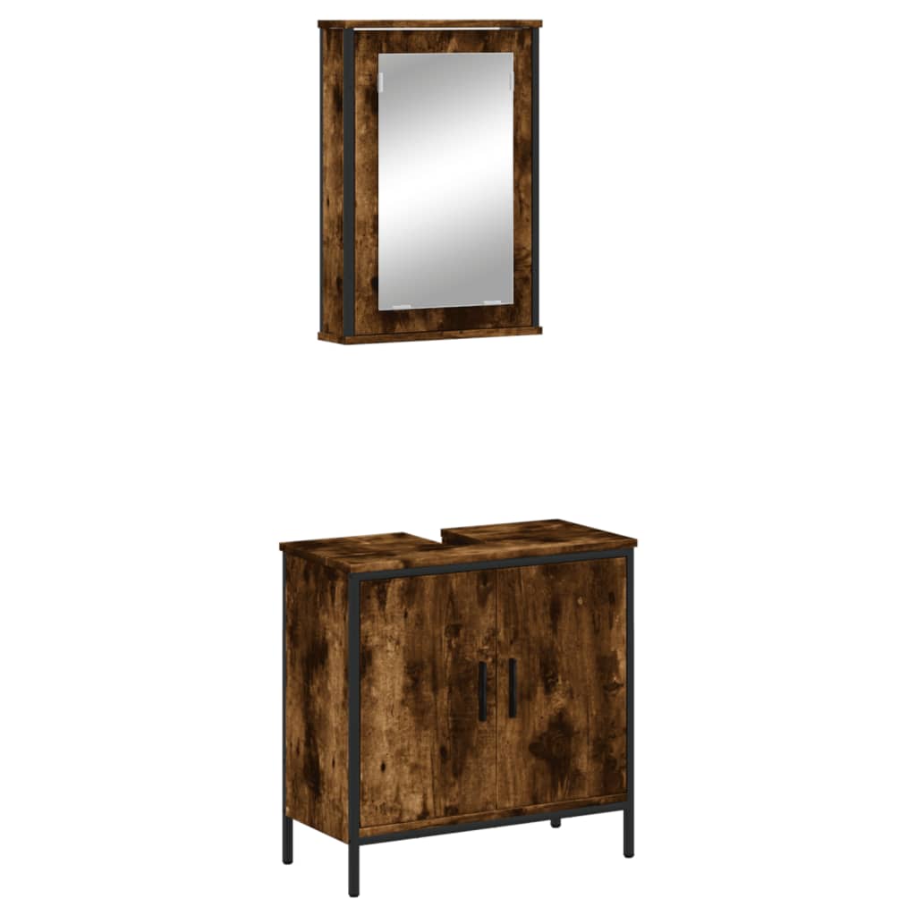 vidaXL 2-dielna sada kúpeľňového nábytku, tmavý dub, kompozitné drevo