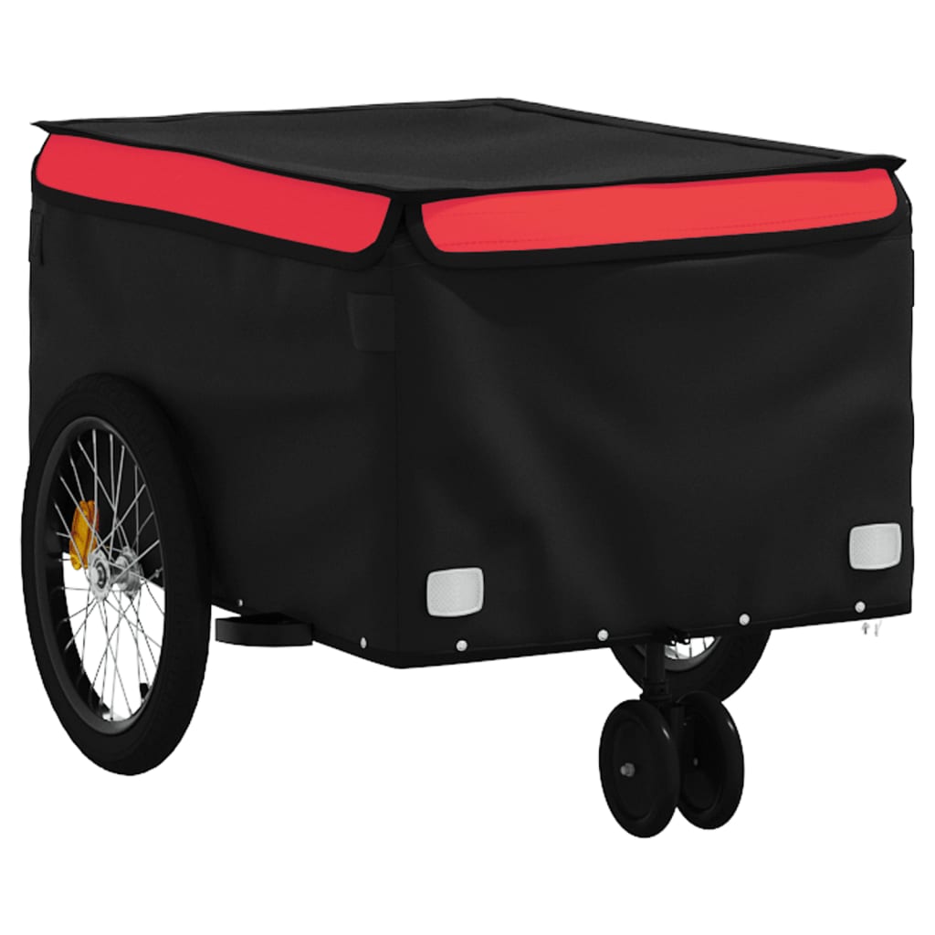 vidaXL Vozík za bicykel, čierno červený 30 kg, železo