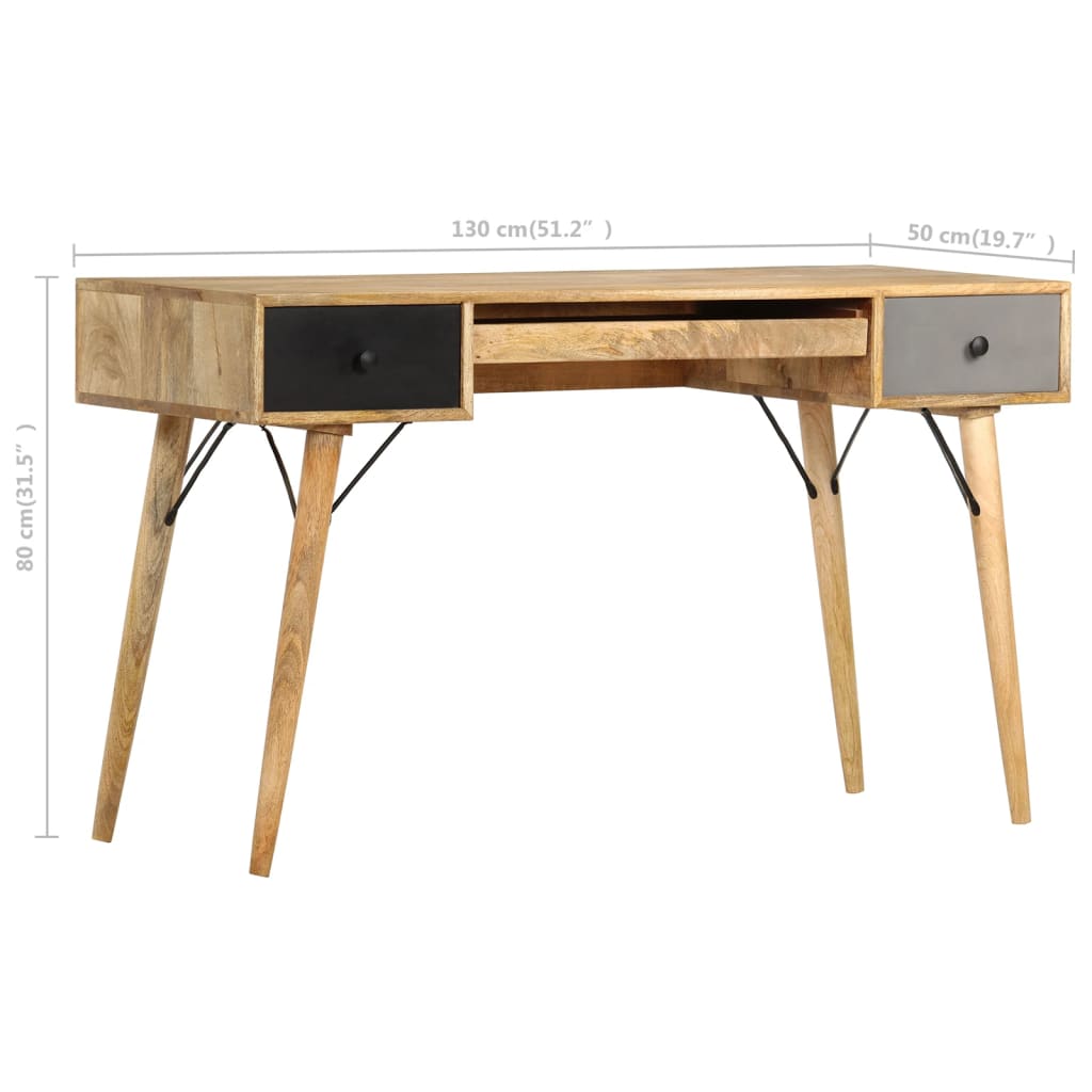 vidaXL Stôl so zásuvkami 130x50x80 cm masívne mangovníkové drevo