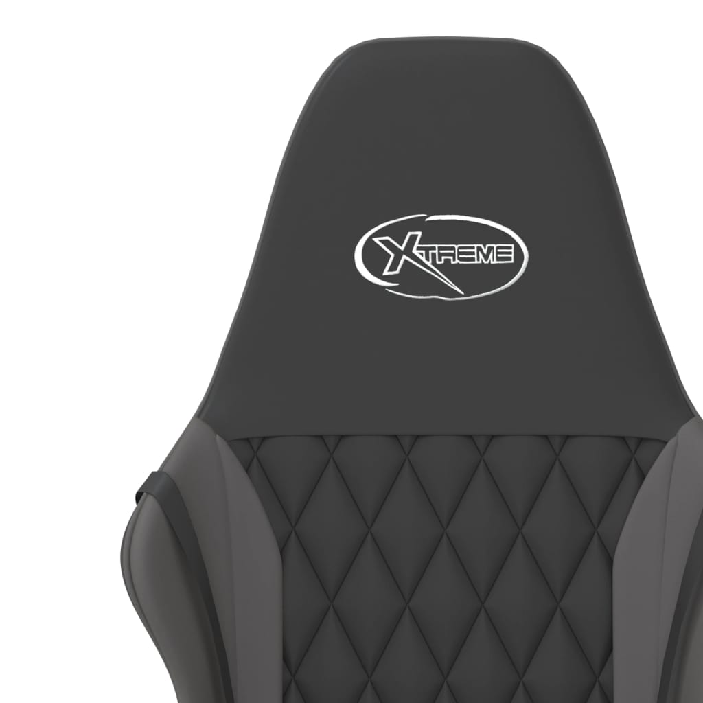 vidaXL Masážna herná stolička čierna a sivá umelá koža