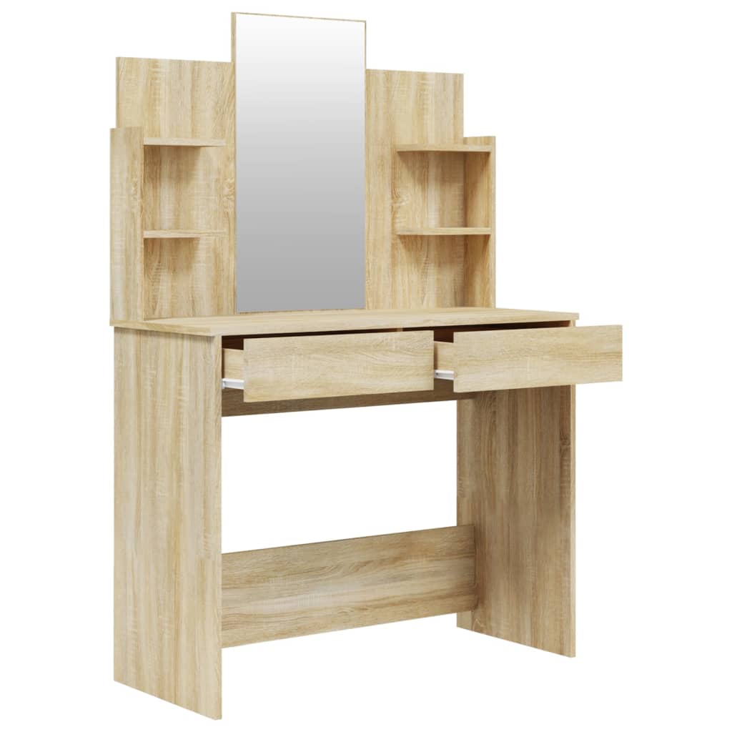 vidaXL Toaletný stolík so zrkadlom dub sonoma 96x40x142 cm