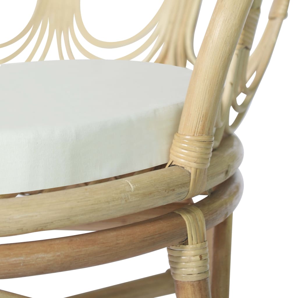 vidaXL Jedálenská stolička s podložkou prírodný ratan a ľan